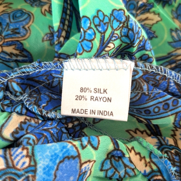 🌴Boho Tie Front Silk Blend Maxi Dress sz M - Picture 11 of 11